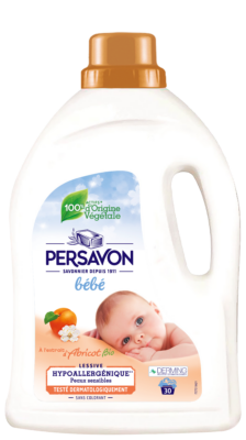 Lessive liquide bébé à l'extrait d'abricot, Persavon (1.5 L)